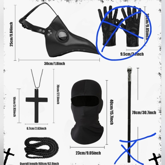 Plague Doctor Black Cloak Robe with Bird Mask Leather Hood Scary Halloween Cost - Picture 2 of 9